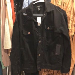 NEW Forever 21 Distressed Black Denim jean jacket